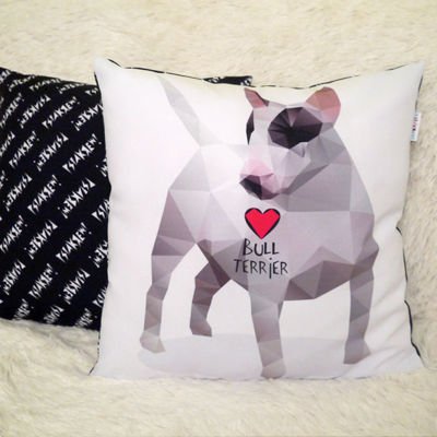 Bull Terrier Pillow Decorative Bully Geometric Dog Łatka, Psiakrew