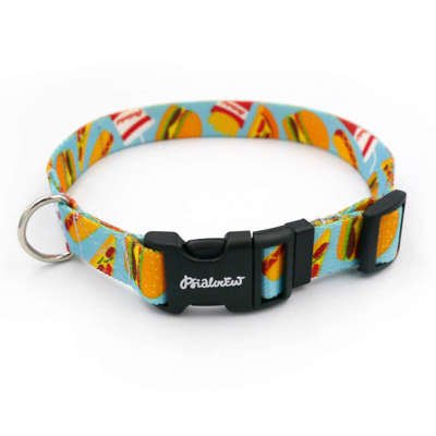 Dog Collar Psiakrew Doggy Foodie, 2 cm 0.78"  wide, for smaller dogs, nickel extras