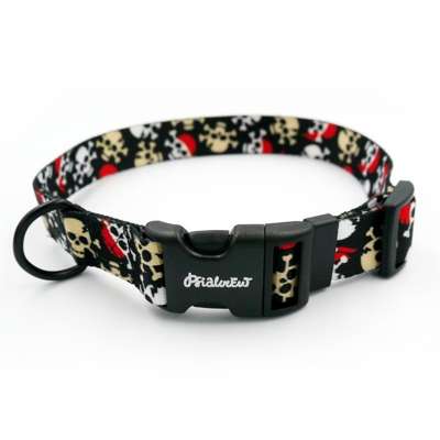 Dog Collar Psiakrew Pirates 2.5 cm 1"  wide, black extras