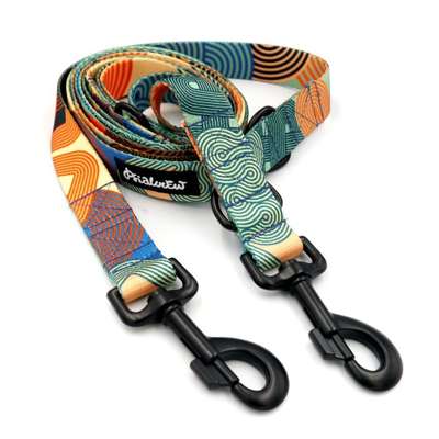 Dog Leash Geo Snake width 2.5 cm, 1"  wide, snap hook black 8cm