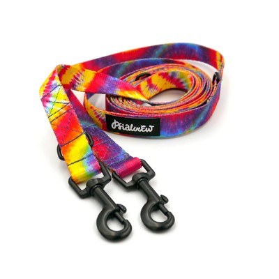 Hundeleine Tie Dye Psiakrew Breite 2 cm, schwarzer Karabinerhaken 6 cm