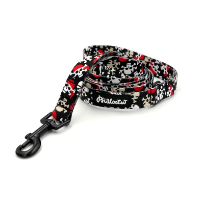 Laufleine für Hund Pirates Psiakrew, Breite 2 cm, schwarzer Karabinerhaken 6 cm