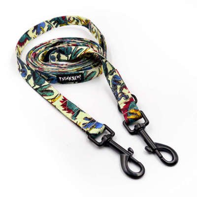 Long Dog Leash Jurassic Bark width 2 cm (0.78")  wide, black snap hook 7 cm