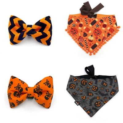 Set Halloween-Accessoires für einen Hund, Fliege, Bandana Süßes oder Saures, Angst Psiakrew