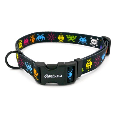 Verstellbares Halsband Invaders Psiakrew, 2cm breit, schwarze Beschläge