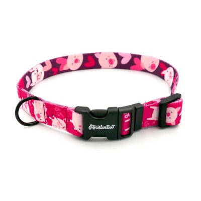 Verstellbares Halsband Piggy in Love Psiakrew, 2cm breit, schwarze Beschläge