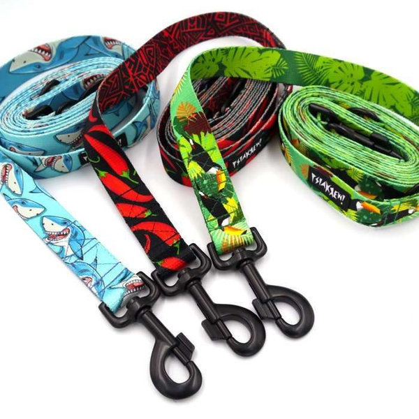 Dog Leash Red Hot Chili width 2.5 cm, 1" wide, black snap hook 8cm