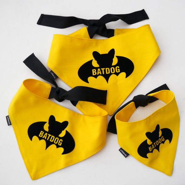 Bandamka dla psa, wiązana chusteczka, żółta bandana apaszka Bat Dog