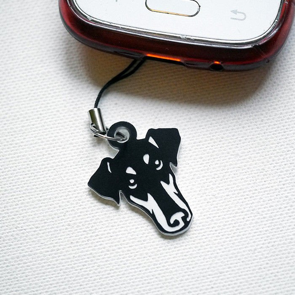 Dobermann dog pendant, phone tag, charms