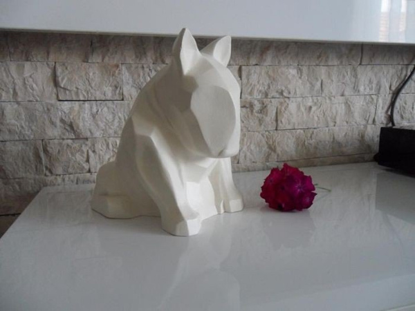 Rzeźba Pies Bull Terrier Biały