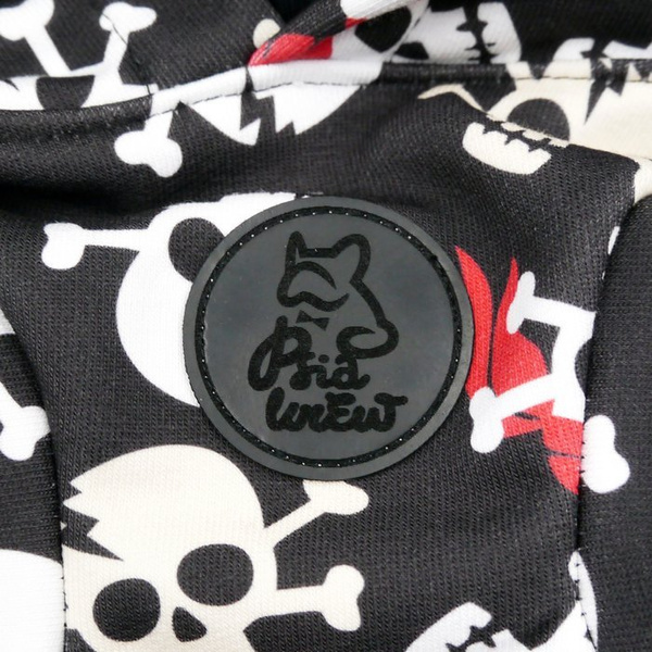 Dog Hoodie Pirates Psiakrew, reflective inserts, skull pattern
