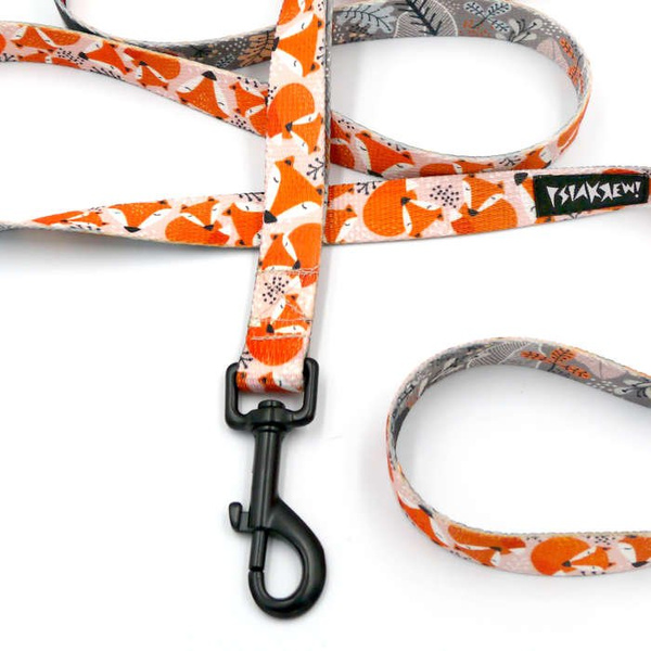 Smycz miejska dla małego Psa Foxy Lady, szerokość 2 cm, czarny karabińczyk 7cm