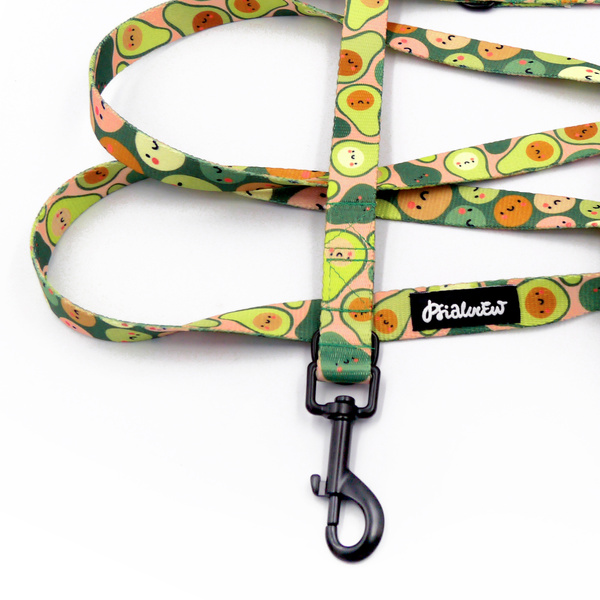 Smycz dla psa długa przepinana Guacamole Time Psiakrew, szer. 2 cm, karabińczyk czarny 7cm