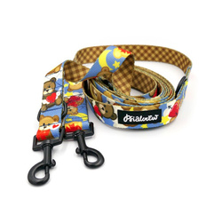 Dog Leash Teddy Bear Psiakrew width 2.5 cm, 1"  wide, snap hook black 6cm