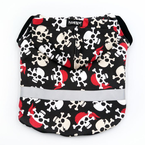 Dog Hoodie Pirates Psiakrew, reflective inserts, skull pattern