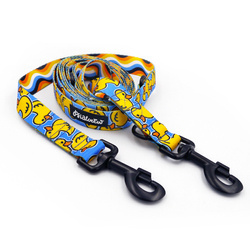 Długa Smycz Dla Psa Przepinana Regulowana Ducky Duck 2,5 cm, czarny karabińczyk 8cm
