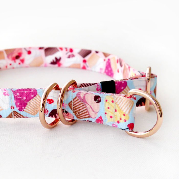 Half-choke collar Hot Sweetness, 2.5 cm wide, medium and big dogs, rose gold