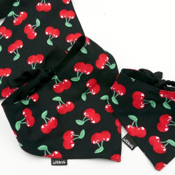 Dog Bandana Cherries handkerchief style to tie around your pet’s neck