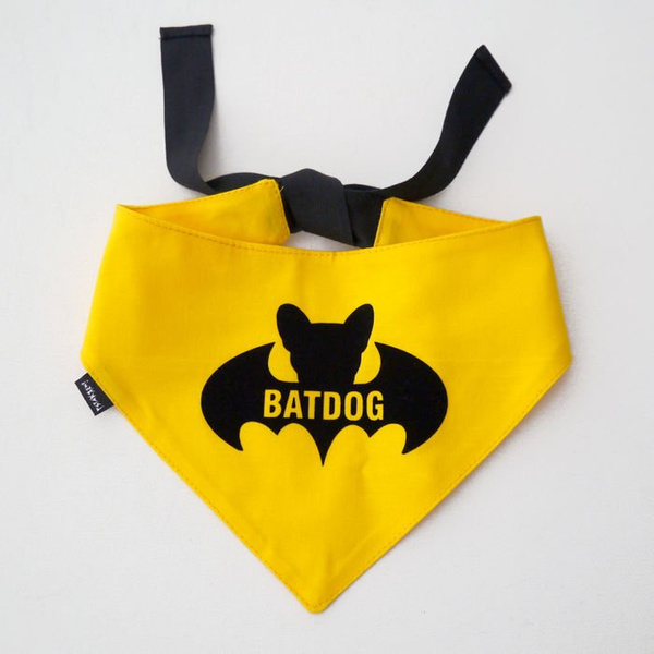Bandamka dla psa, wiązana chusteczka, żółta bandana apaszka Bat Dog