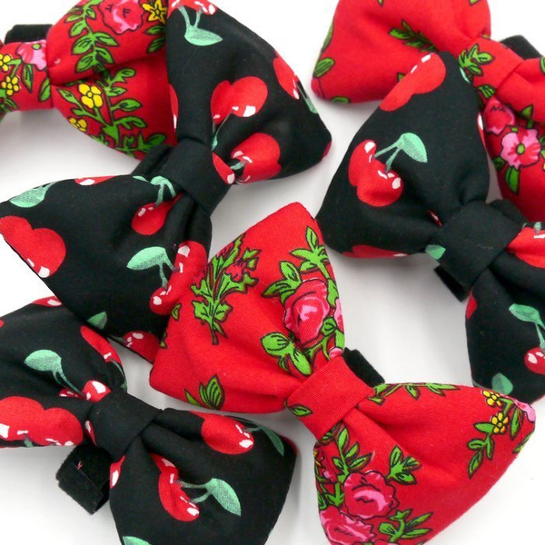 Black Dog Bow Tie Cherry, Pet Bow Tie, Bowtie, Collar Attachment