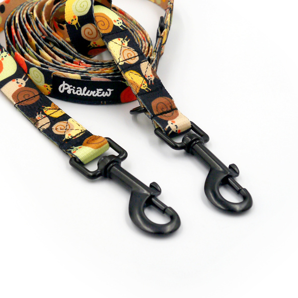 Hundeleine, lang, abnehmbar, verstellbar Snail Family Psiakrew, Breite 2 cm, Karabiner schwarz 7 cm
