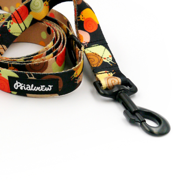 Hundeleine Snail Family Psiakrew Breite 2,5 cm, 1" breit, kräftiger schwarzer Karabiner 8cm