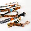 Dog Leash Wild Animals width 2.5 cm, 1" wide, pink gold, big snap hook 8 cm
