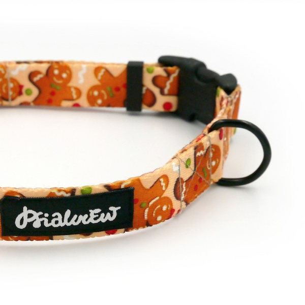 Verstellbares Halsband Zimt-Lebkuchen Psiakrew, 2cm breit, schwarze Beschläge