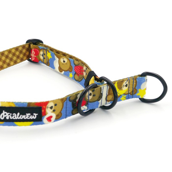 Half-choke collar Teddy Bear Psiakrew, 2.5 cm wide, medium and big dogs, black extras