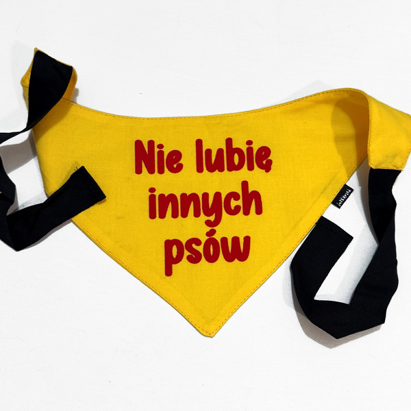 Bandana z imieniem Psa Psiakrew, personalizowana wiązana chusteczka, zółta apaszka
