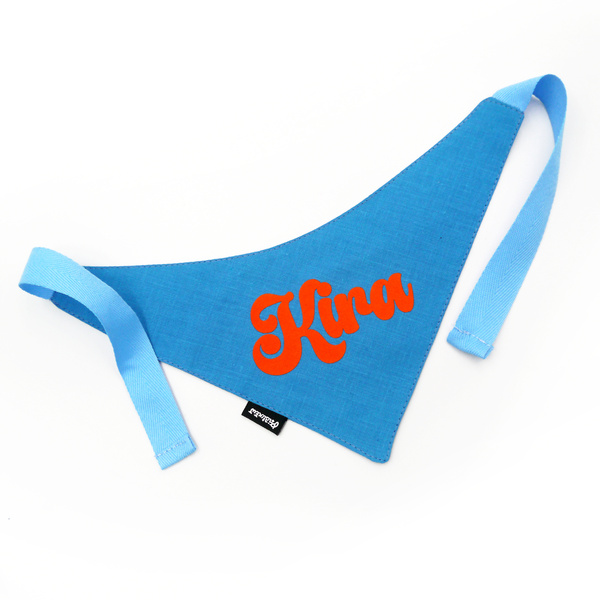 Personalized Blue Bandana with Dog's Name Psiakrew tied handkerchief scarf