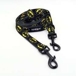 Long Dog Leash Bat Dog width 2 cm (0.78")  wide, black snap hook 7 cm