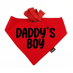 Bandana dla psa DADDY'S BOY Psiakrew, personalizowana wiązana chusteczka, czerwona bandana apaszka