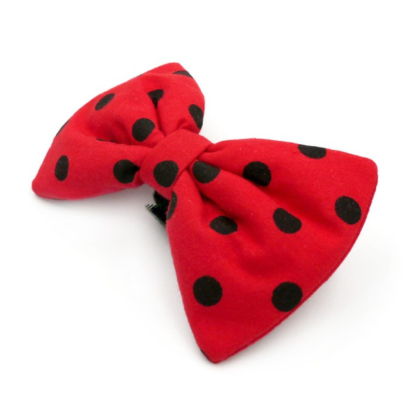 Red Dog Bow Tie with black polka dots, elegant classic Psiakrew bow