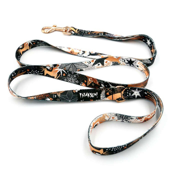 Smycz miejska dla małego Psa Deer Calls, szerokość 2 cm, okucia różowe złoto