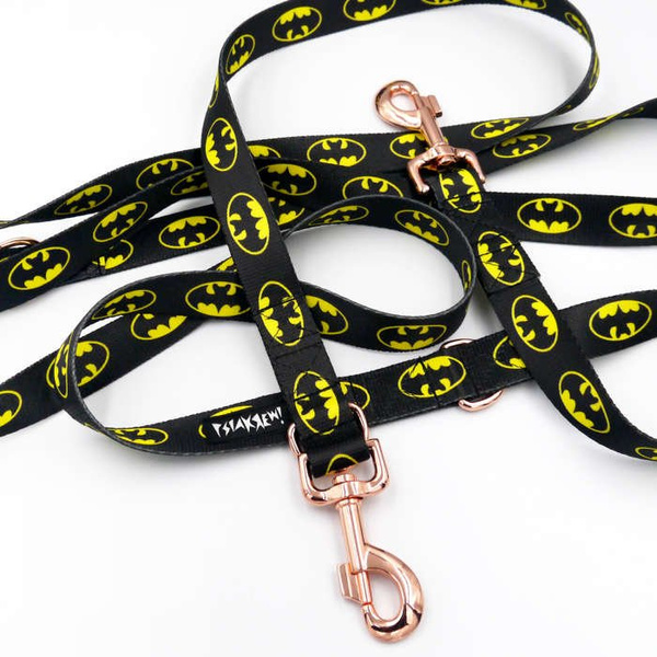 Dog Leash Batdog width 2.5 cm, 1" wide, pink gold, big snap hook 8 cm