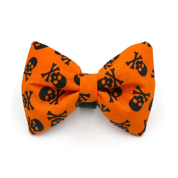 Halloween Dog Bow Tie Cat Pet- Skull Orange, Psiakrew