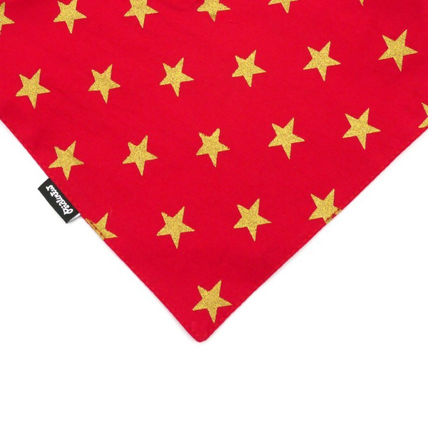 Rotes Weihnachtsbandana für einen Hund mit goldenen Sternen, ein Taschentuch, ein Schal für ein Haustier