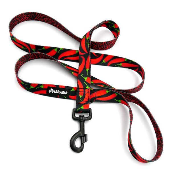 City Walking Leine für Dog Red Hot Chili, Breite 2,5 cm, großer, starker schwarzer Karabiner