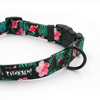 Dog Collar Psiakrew Tropical Monstera 2.5 cm wide, black extras