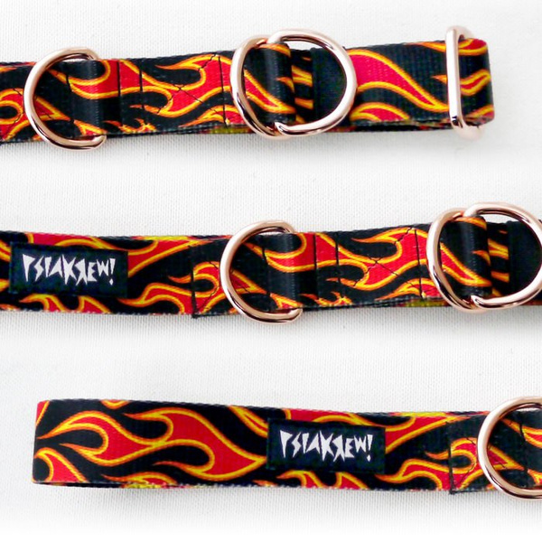 Half-choke collar Dog On Fire, 2.5 cm wide, medium and big dogs, rose gold