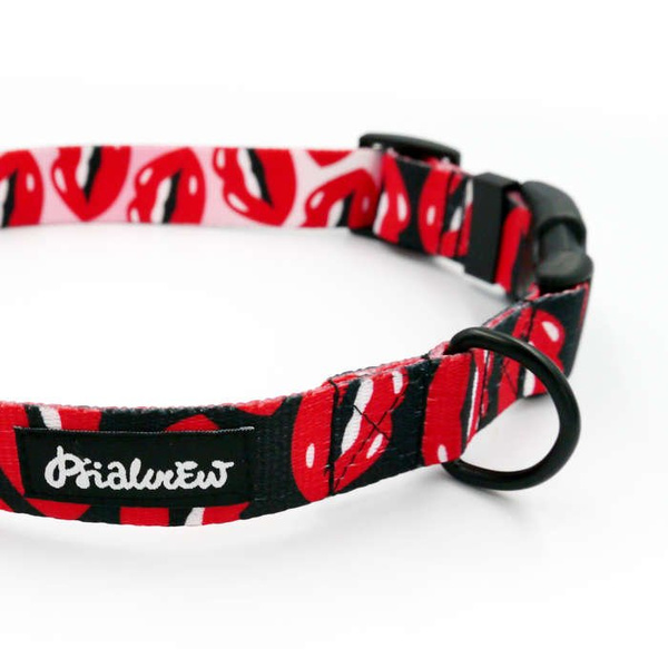 Dog Collar Psiakrew Lipstick 2.5 cm wide, black extras