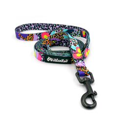 Walking leash for Dog Crazy Leopard Psiakrew, width 1,5 cm, black snap hook 6 cm