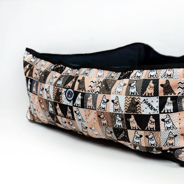 Bed for dog, Bedding for pets, French Bulldog Melancholy, Black Psiakrew Design