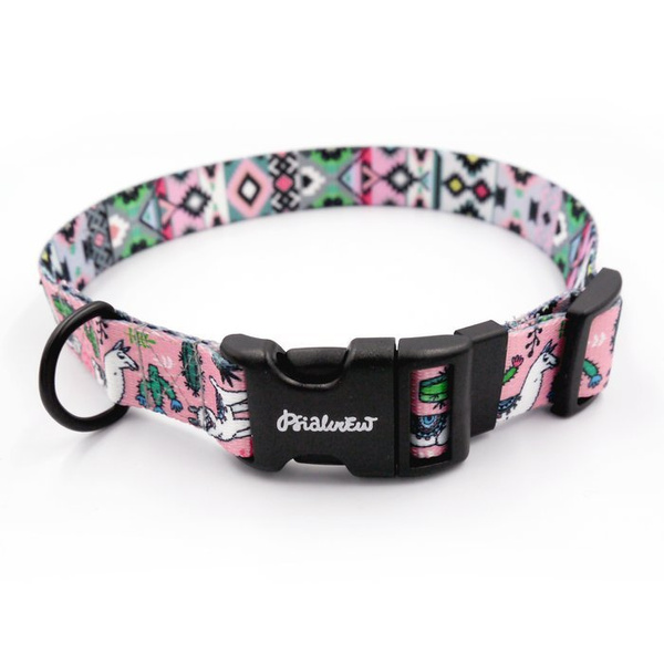 Dog Collar Psiakrew Llama 2.5 cm 1" wide, black extras