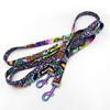 Long Dog Leash Crazy Leopard width 2 cm (0.78")  wide, Holo  petrol effect snap hook 7 cm