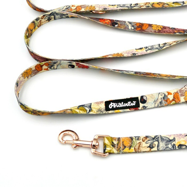 Long Dog Leash Forest Treasures Psiakrew width 2 cm (0.78") wide, rose gold snap hook 6 cm