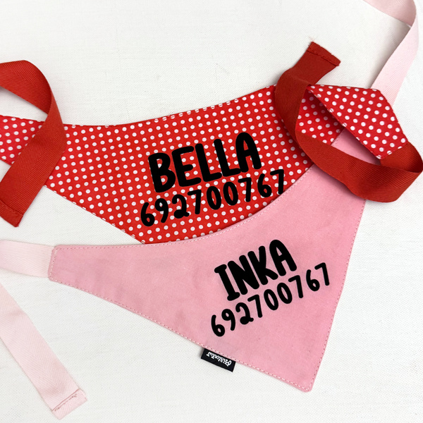 Bandana z imieniem Psa Psiakrew, personalizowana wiązana chusteczka, różowa apaszka