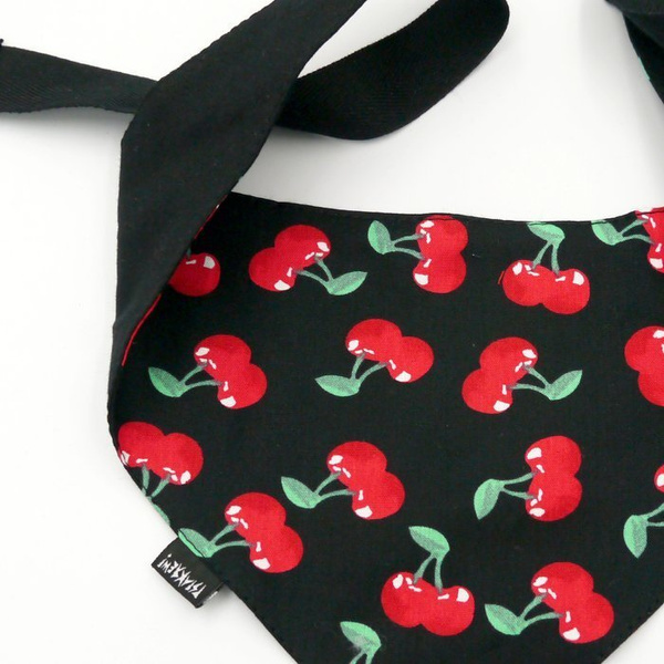 Dog Bandana Cherries handkerchief style to tie around your pet’s neck