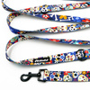 Dog Leash Dia de los Muertos width 2.5 cm, 1"  wide, snap hook black 6cm